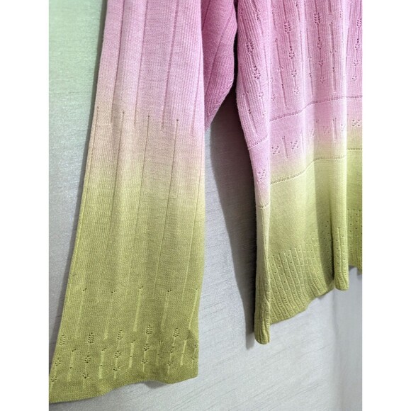 Sigrid Olsen Women's XL WICKED Pink Green Top Lightweight Knit Silk Linen Blend - Picture 10 of 16